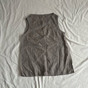 FLAX Linen Sleeveless Tank Top Women's Size S Taupe Brown Tan Natural Fiber EUC